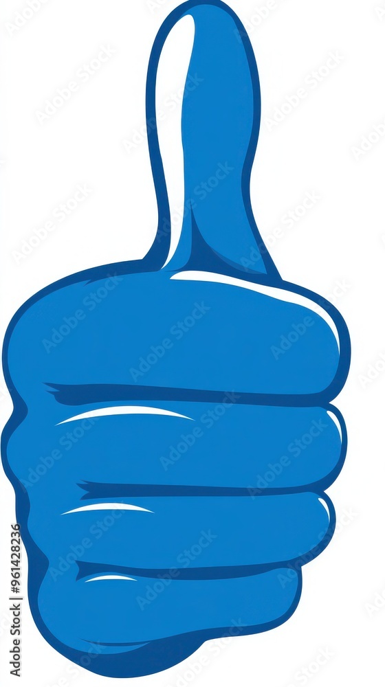 Thumbs Up Icon in Blue on White Background - Positive Feedback Symbol Gesture Thumbs Up Icon in Blue on White Background - Positive Feedback Symbol Gesture