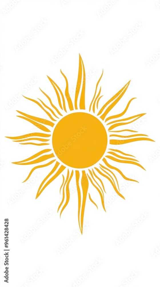 Yellow Sun Symbol on White Background Representing Energy and Warmth - Image 4918d784 Yellow Sun Symbol on White Background Representing Energy and Warmth - Image 4918d784
