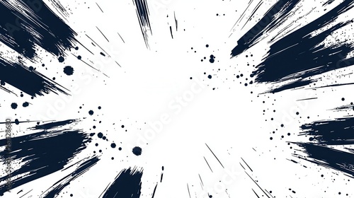 Abstract Ink Splatter Background   Black and White Radial Design photo