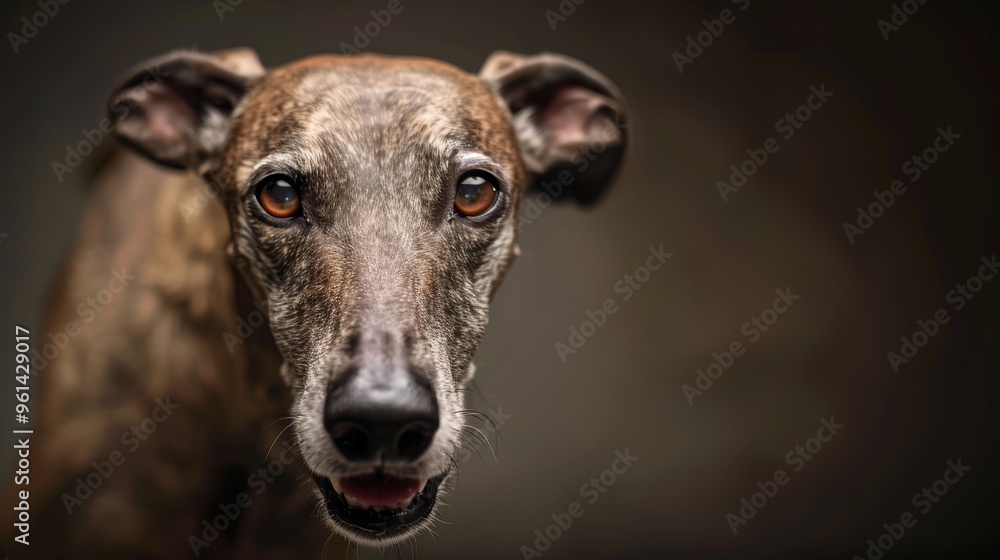 A tight shot of a dog's expressive face gazing into the camera with deep intensity A tight shot of a dog's expressive face gazing into the camera with deep intensity