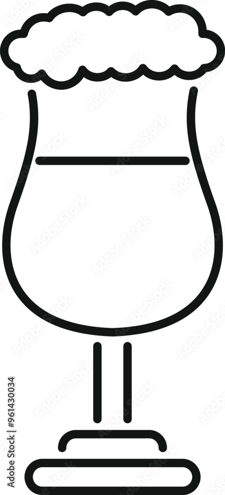 Black linear pictogram of a beer glass full of fresh foamy drink isolated on white background Black linear pictogram of a beer glass full of fresh foamy drink isolated on white background