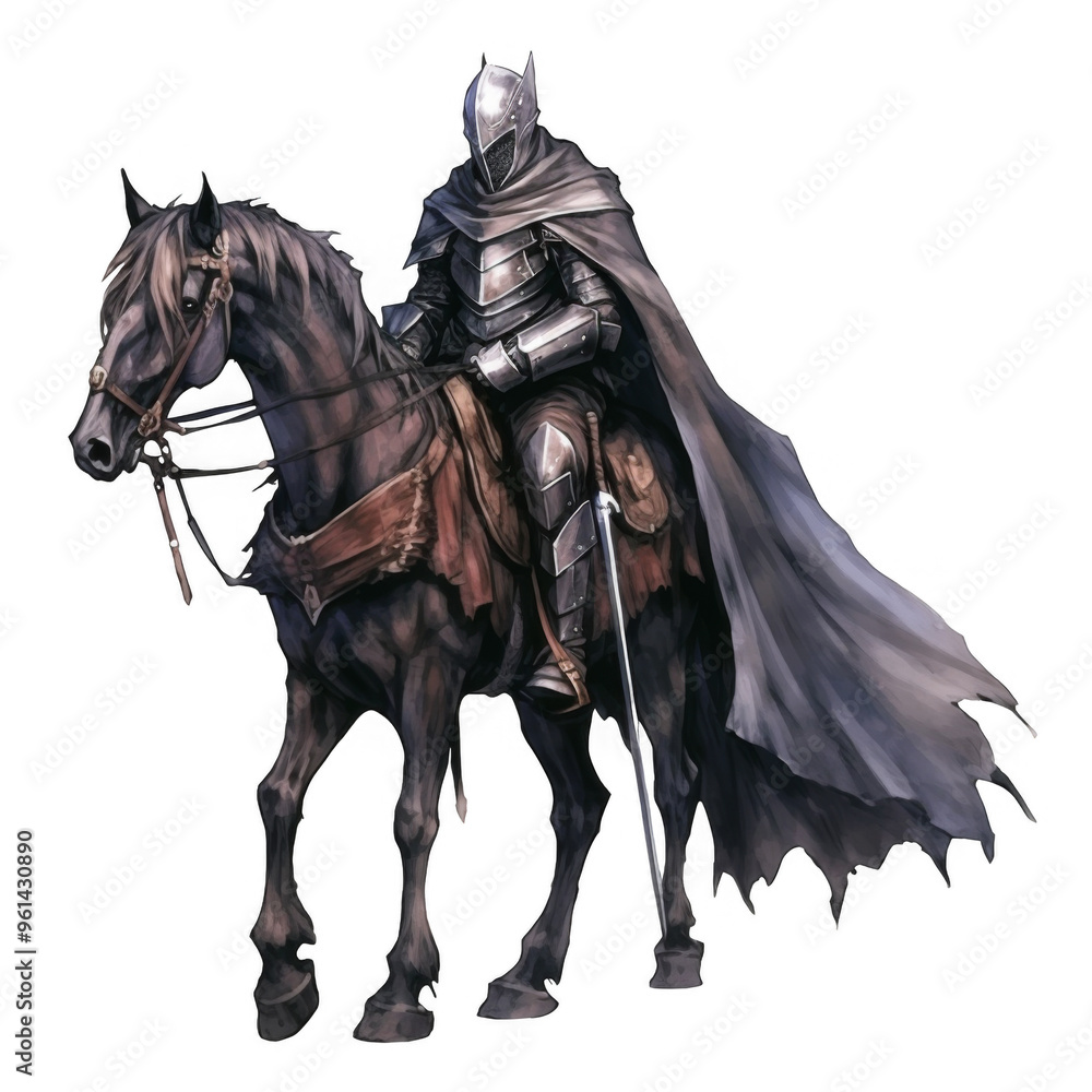 Fototapeta premium Dark Knight Isolated on a Transparent Background