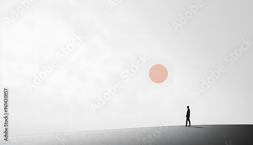 A large expanse of blank space with just a tiny dot or small shape in the corner, emphasizing minimalism