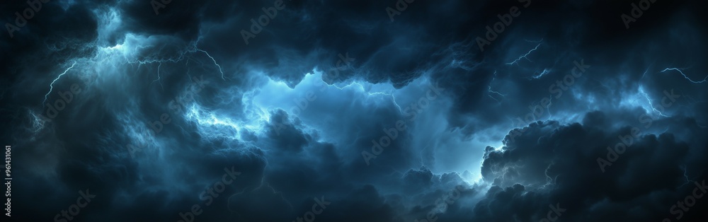 Obraz premium dark cloud with heavy hurricane thunderstorm and lighting 