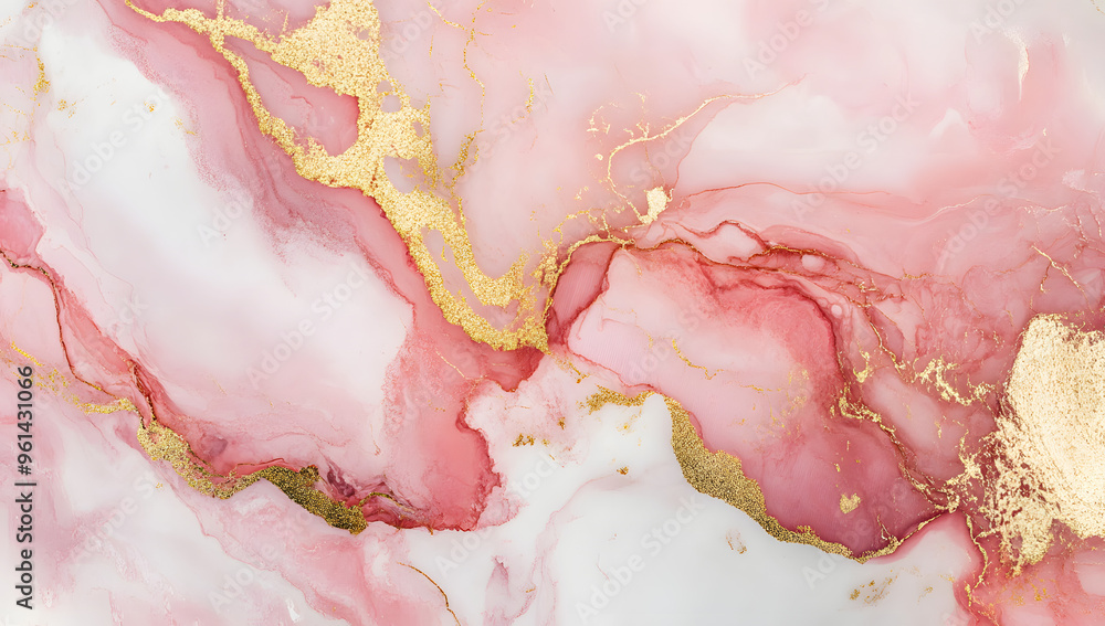 White, bright pink, and old pink accent marble texture with gold veins, alcohol ink background, luxury wallpaper, elegant design for interior decoration, wall mural or poster print, close-up. White, bright pink, and old pink accent marble texture with gold veins, alcohol ink background, luxury wallpaper, elegant design for interior decoration, wall mural or poster print, close-up.