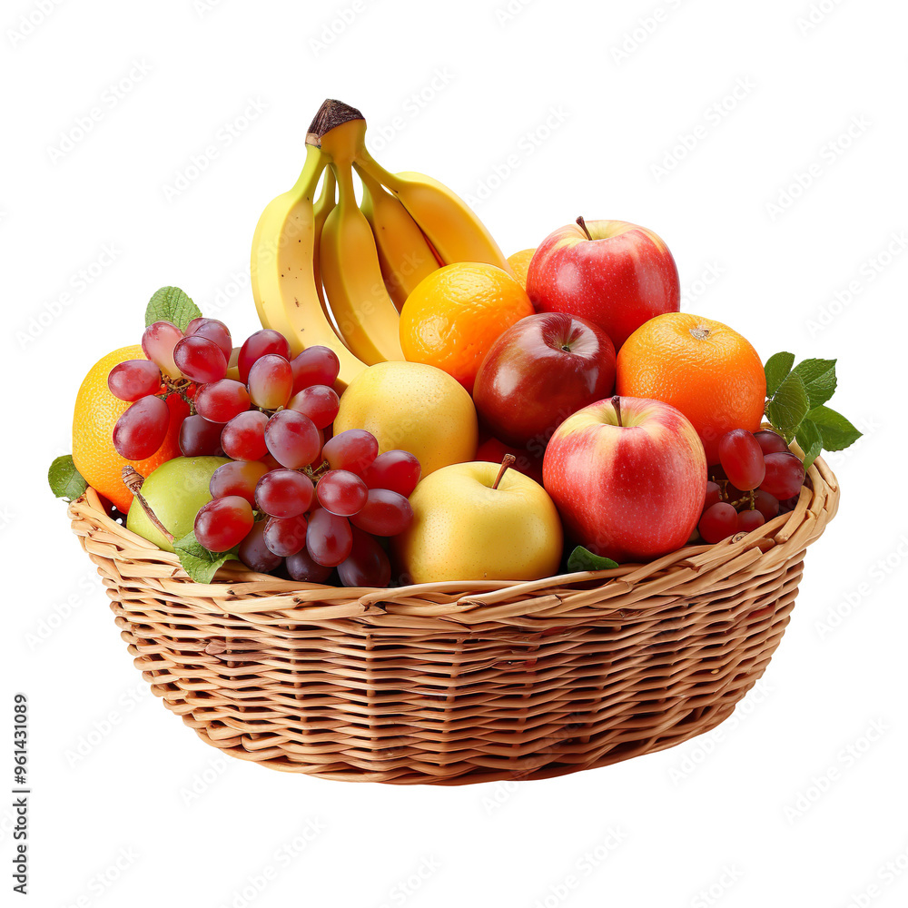 fruit in a rattan basket isolated on transparent and white background fruit in a rattan basket isolated on transparent and white background