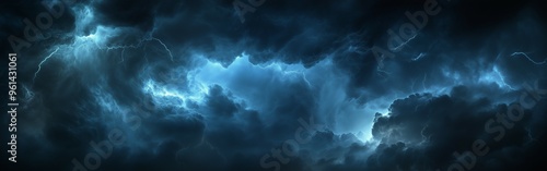 dark cloud with heavy hurricane thunderstorm and lighting 