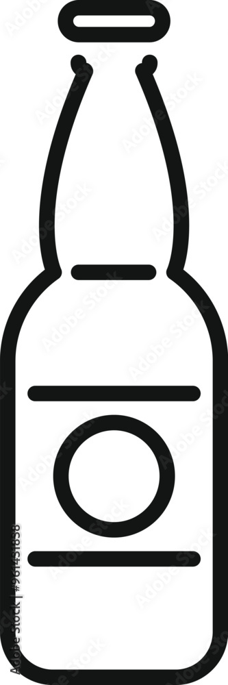 Simple line drawing of a glass bottle with a cap, perfect for representing concepts like beverages, beer, and bars Simple line drawing of a glass bottle with a cap, perfect for representing concepts like beverages, beer, and bars