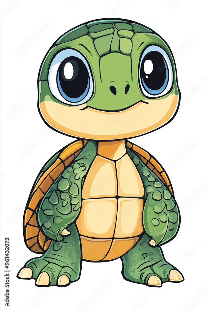 Obraz premium a cute tortoise cartoon isolated on white background