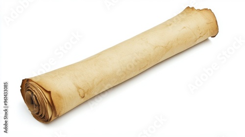 Scroll symbol in parchment color on white background perfect for decorative purposes.