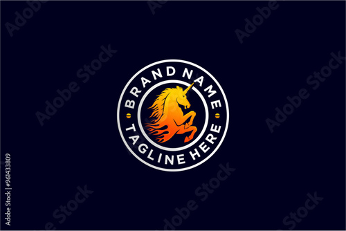 flame horse logo badge