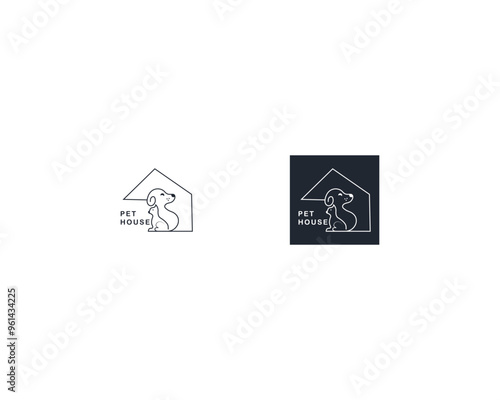 Dog and cat logo design template vector, line of pet logo design suitable for pet shop, store, cafe, business, hotel, veterinary clinic, Domestic animals vector illustration logotype, sign, symbol.
