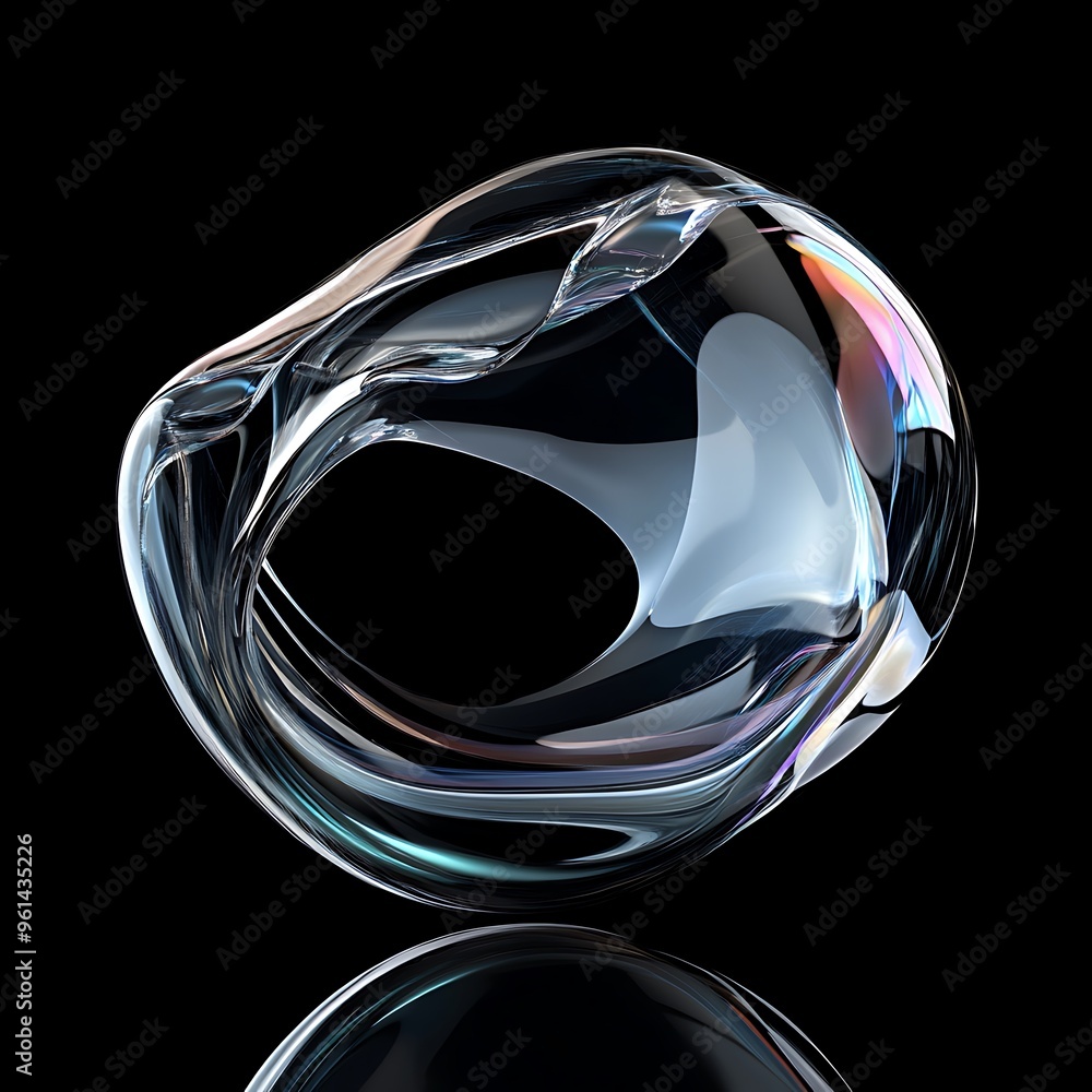 Bold holographic liquid blob shape isolated. Iridescent wavy melted ...