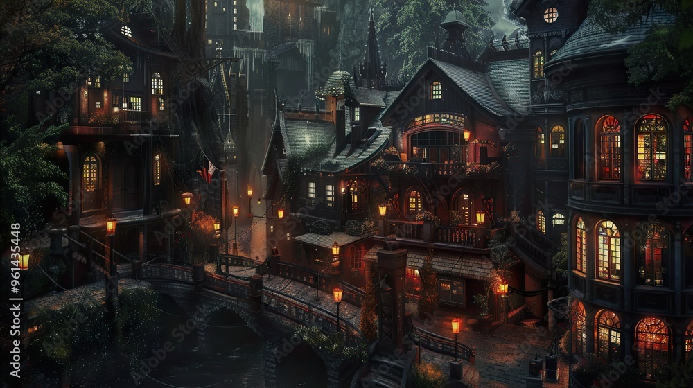 Enchanted Cityscape: A Nighttime Fantasy Architecture Enchanted Cityscape: A Nighttime Fantasy Architecture