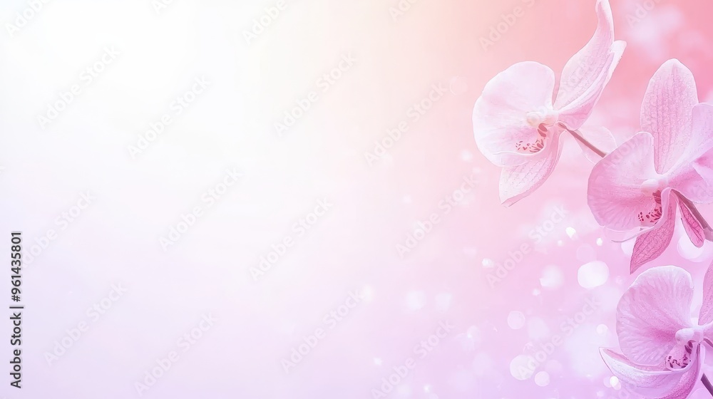 Pink Orchid Flowers on Soft Blurred Background Pink Orchid Flowers on Soft Blurred Background