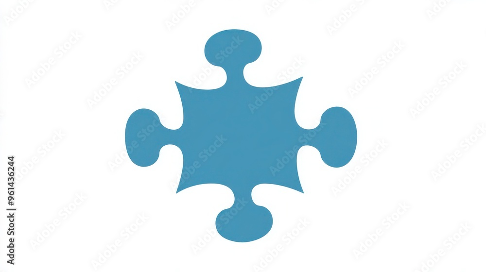 Blue Puzzle Piece Icon on White Background - Fun and Playful Graphic Design Concept Blue Puzzle Piece Icon on White Background - Fun and Playful Graphic Design Concept