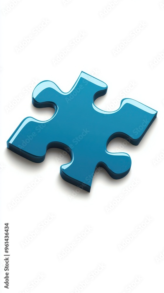 Blue Puzzle Piece Icon on White Background - Minimalistic Design for Presentations and Projects Blue Puzzle Piece Icon on White Background - Minimalistic Design for Presentations and Projects