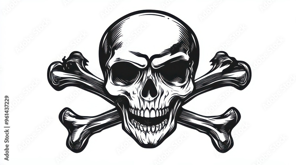 Pirate Skull and Crossbones Symbol in Black on White Background - Large Image Pirate Skull and Crossbones Symbol in Black on White Background - Large Image
