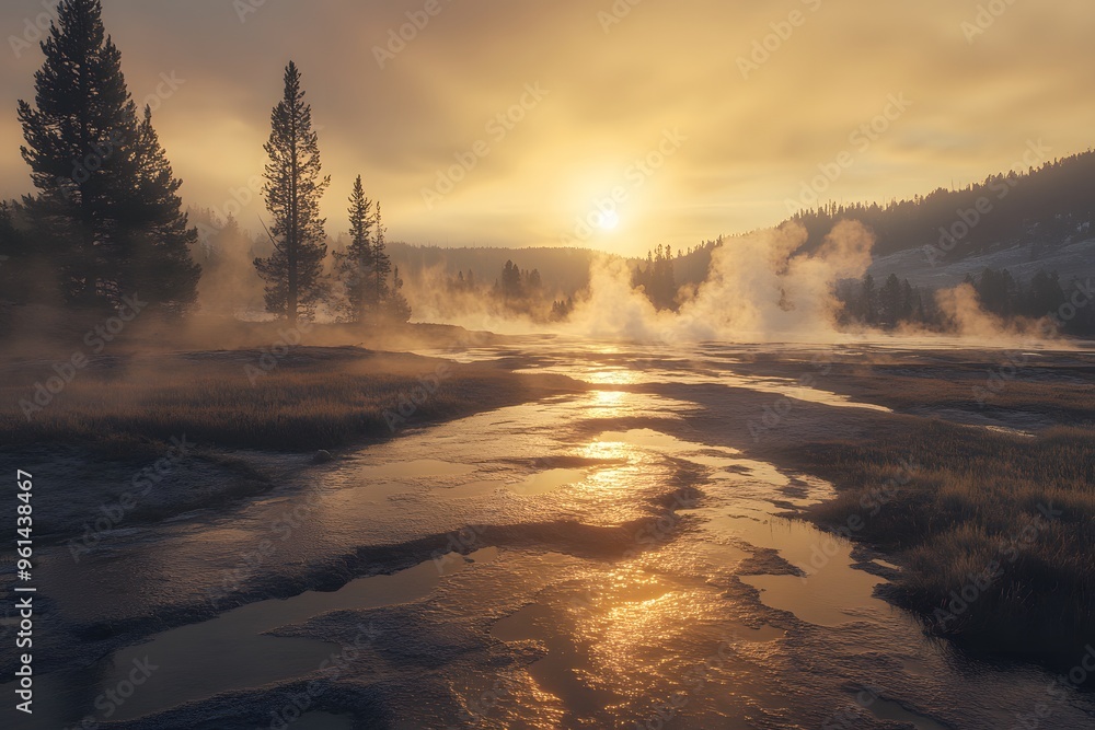 Fototapeta premium Sunrise over Geothermal Springs