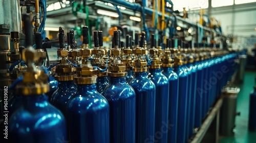 Wallpaper Mural Blue Gas Cylinders in Industrial Facility Torontodigital.ca