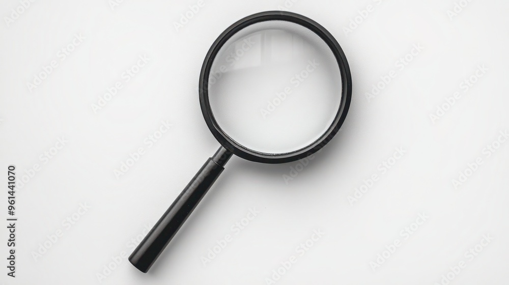 Black and white magnifying glass symbol on white background - Simple and modern design Black and white magnifying glass symbol on white background - Simple and modern design