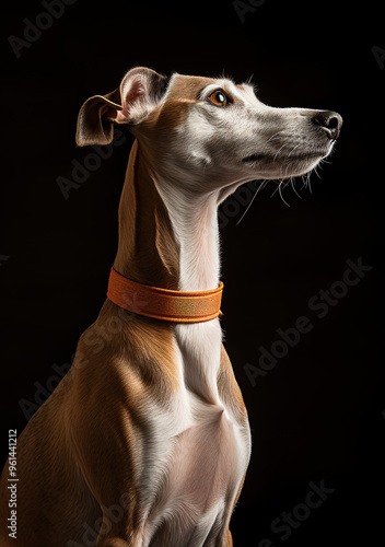 Studio photography of a Whippet