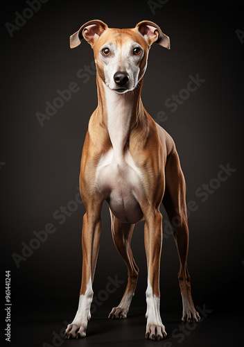Studio photography of a Whippet