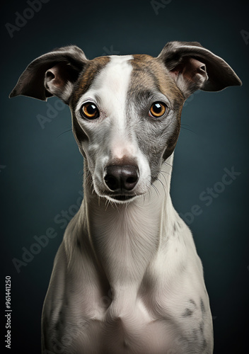 Studio photography of a Whippet