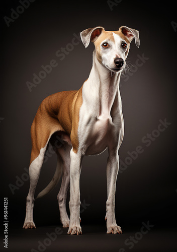 Studio photography of a Whippet