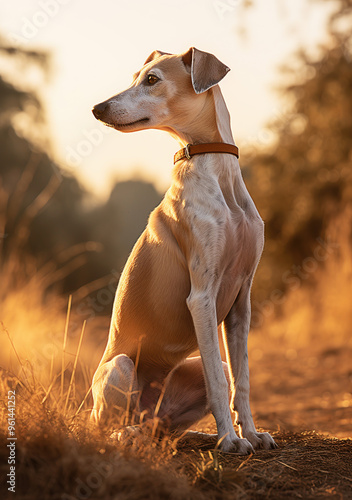 Studio photography of a Whippet