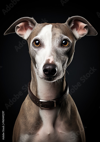 Studio photography of a Whippet