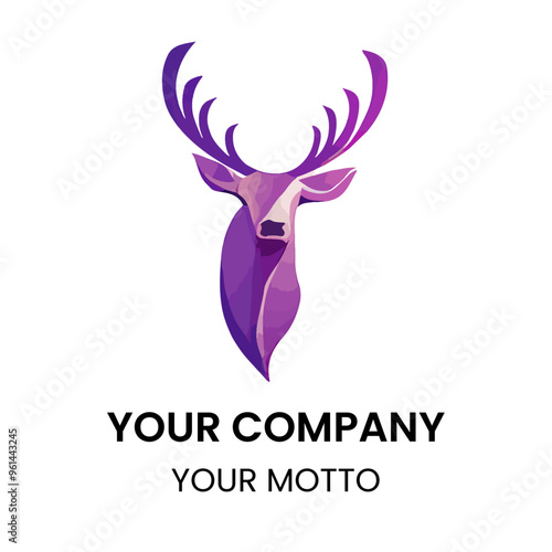 Modern logo featuring a stylized purple deer, ideal for companies wanting to convey creativity and elegance