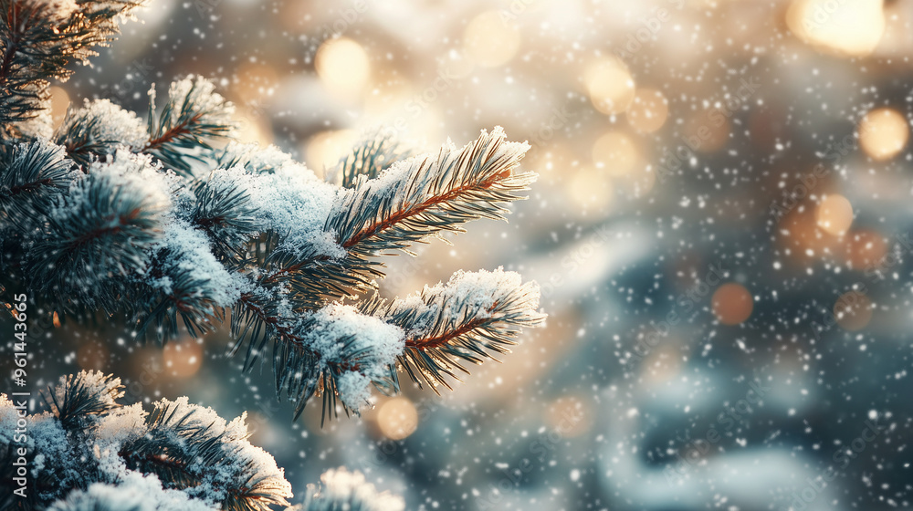 Winter postcard design. Beautiful fluffy snow and spruce outside. Winter postcard design. Beautiful fluffy snow and spruce outside.