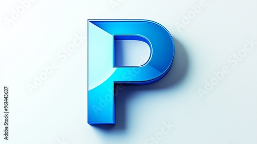 The letter "P", isolated on a white background, an element of the alphabet.