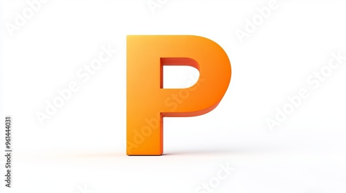 The 3D letter "P" on a pure white background, from the alphabet