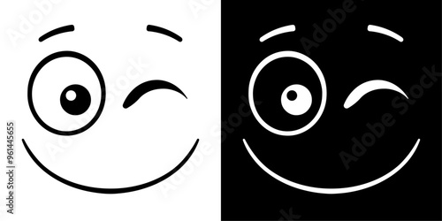 ofvs713 OutlineFilledVectorSign ofvs - cartoon face vector icon . winking with one eye sign . isolated transparent . outline and filled version . AI 10 / EPS / PNG . g12059