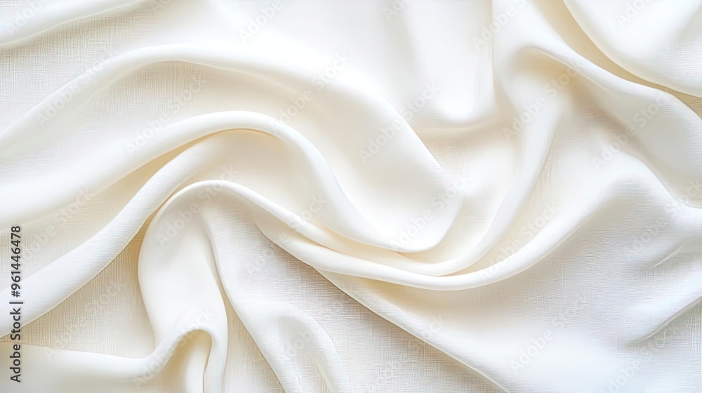 Smooth and elegant white fabric cascading in waves, perfect for textile and fashion designs or background textures. Smooth and elegant white fabric cascading in waves, perfect for textile and fashion designs or background textures.