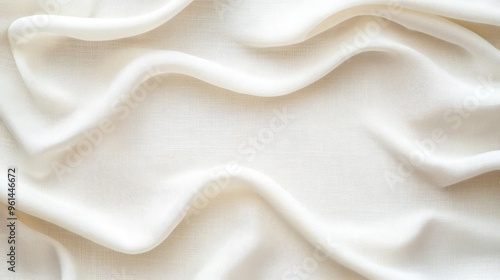 Soft, elegant white fabric with gentle waves, perfect for textile backgrounds, fashion design, and interior decor projects.