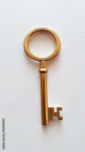 Gold Key Symbol on White Background Representing Success and Security - Image 1167