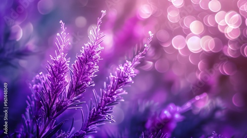 a purple plant with blurry lights in the background