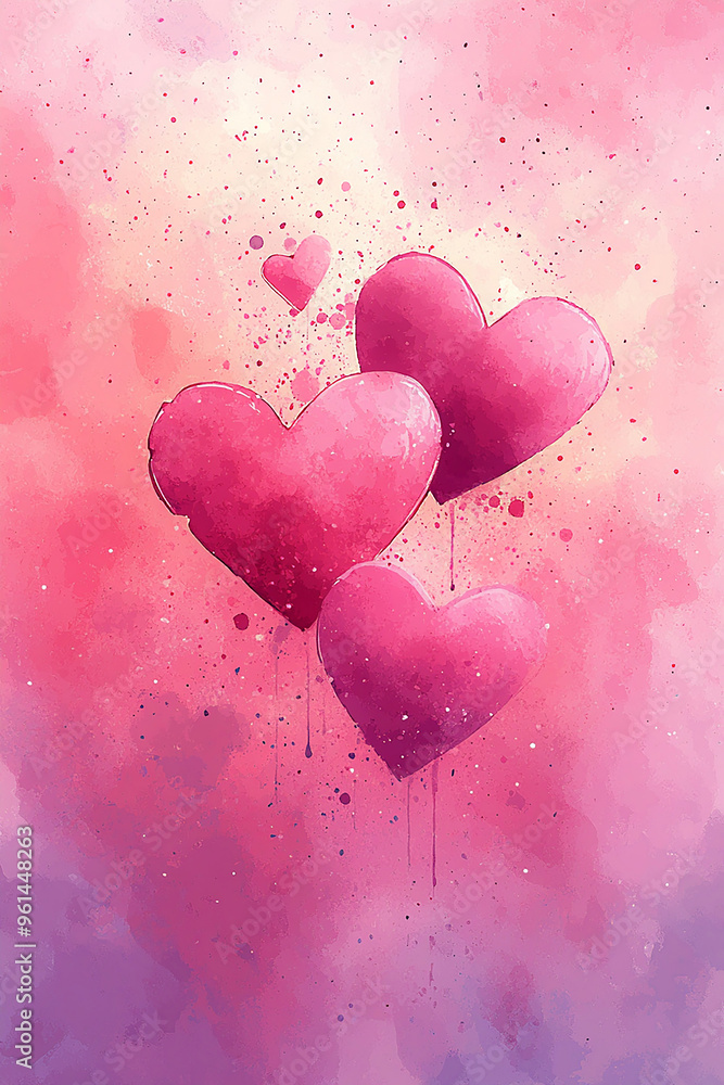 Subtle watercolor background with gentle bokeh effects and soft pink heart shapes, creating a romantic atmosphere, flat vector illustration. Subtle watercolor background with gentle bokeh effects and soft pink heart shapes, creating a romantic atmosphere, flat vector illustration.