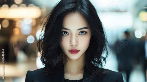 Free Download Beautiful Young Woman with Long Black Hair and Makeup - GFXLoad