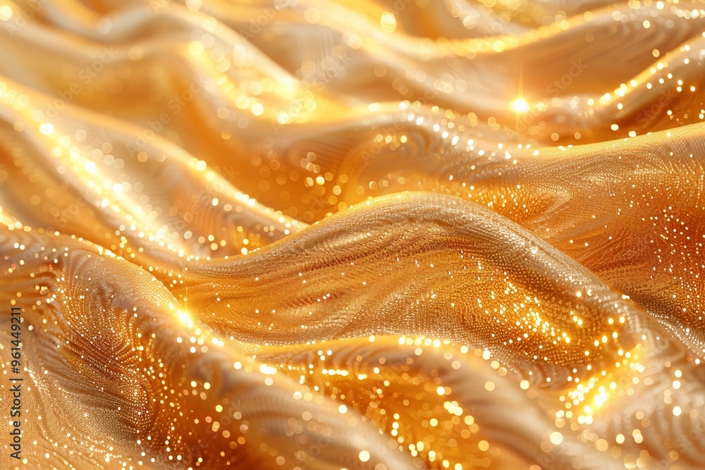 Close-Up of Glittering Golden Sand Dunes with Shimmering Particles and Soft Waves Close-Up of Glittering Golden Sand Dunes with Shimmering Particles and Soft Waves