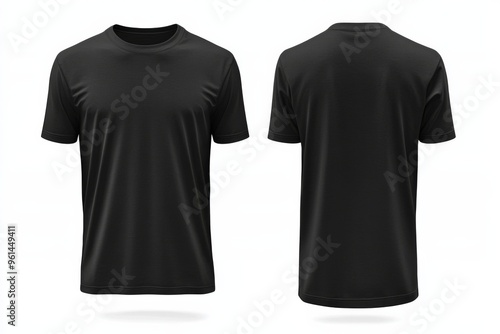 Black Tshirt Mockup Front and Back Isolated created with Generative AI