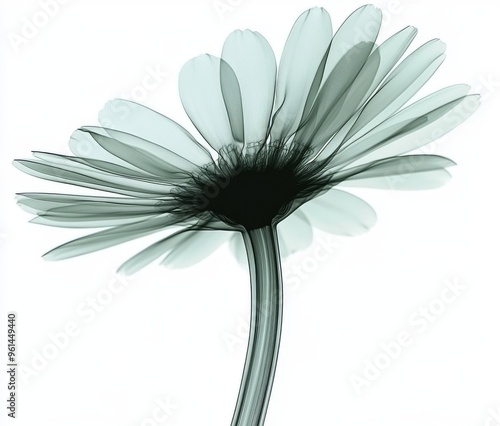 This is an x-ray image of a gebera flower isolated on white photo