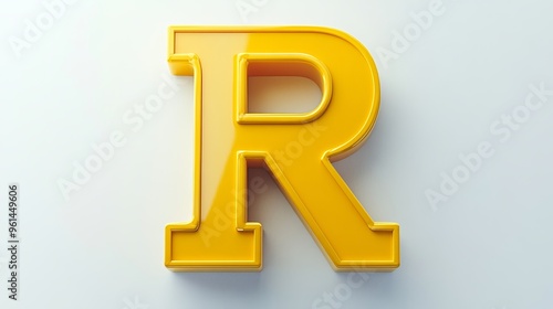 3D letter "R" standing alone on a white background, element of the alphabet.