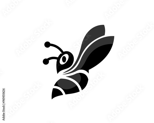 abstract flying bee art logo design template illustration