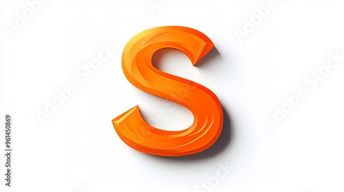 Isolated 3D letter "S" on a white background, an alphabetic symbol.