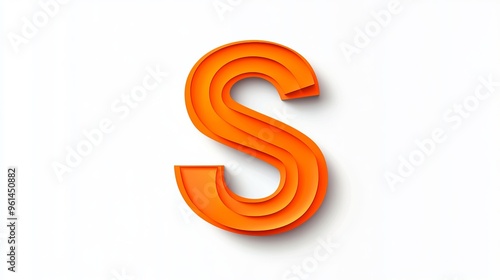 Isolated 3D letter "S" on a white background, an alphabetic symbol.