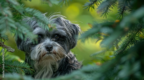 Wallpaper Mural  A tight shot of a canine in a tree, gazing at the camera with solemn eyes Torontodigital.ca